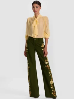 Alice and Olivia AKERS EMBROIDERED PANT