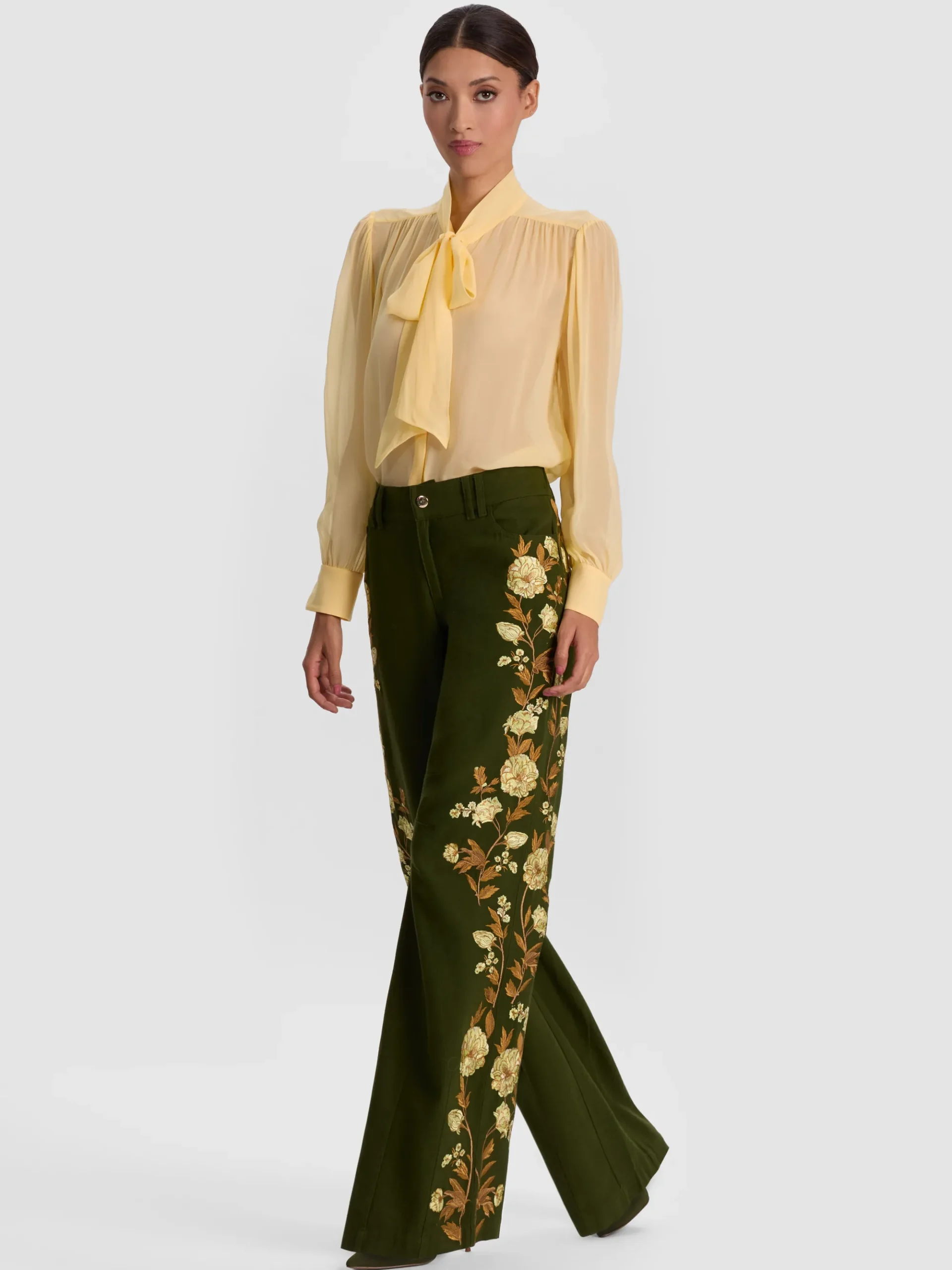 Alice and Olivia AKERS EMBROIDERED PANT