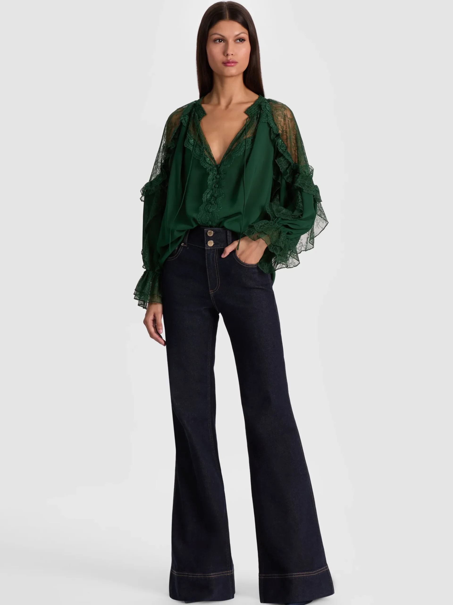 Alice and Olivia ALEENA LACE BLOUSE