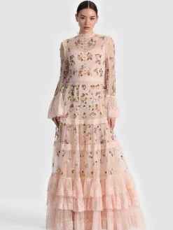 Alice and Olivia ALLEGRA EMBELLISHED LACE MAXI GOWN
