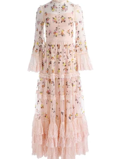 Alice and Olivia ALLEGRA EMBELLISHED LACE MAXI GOWN