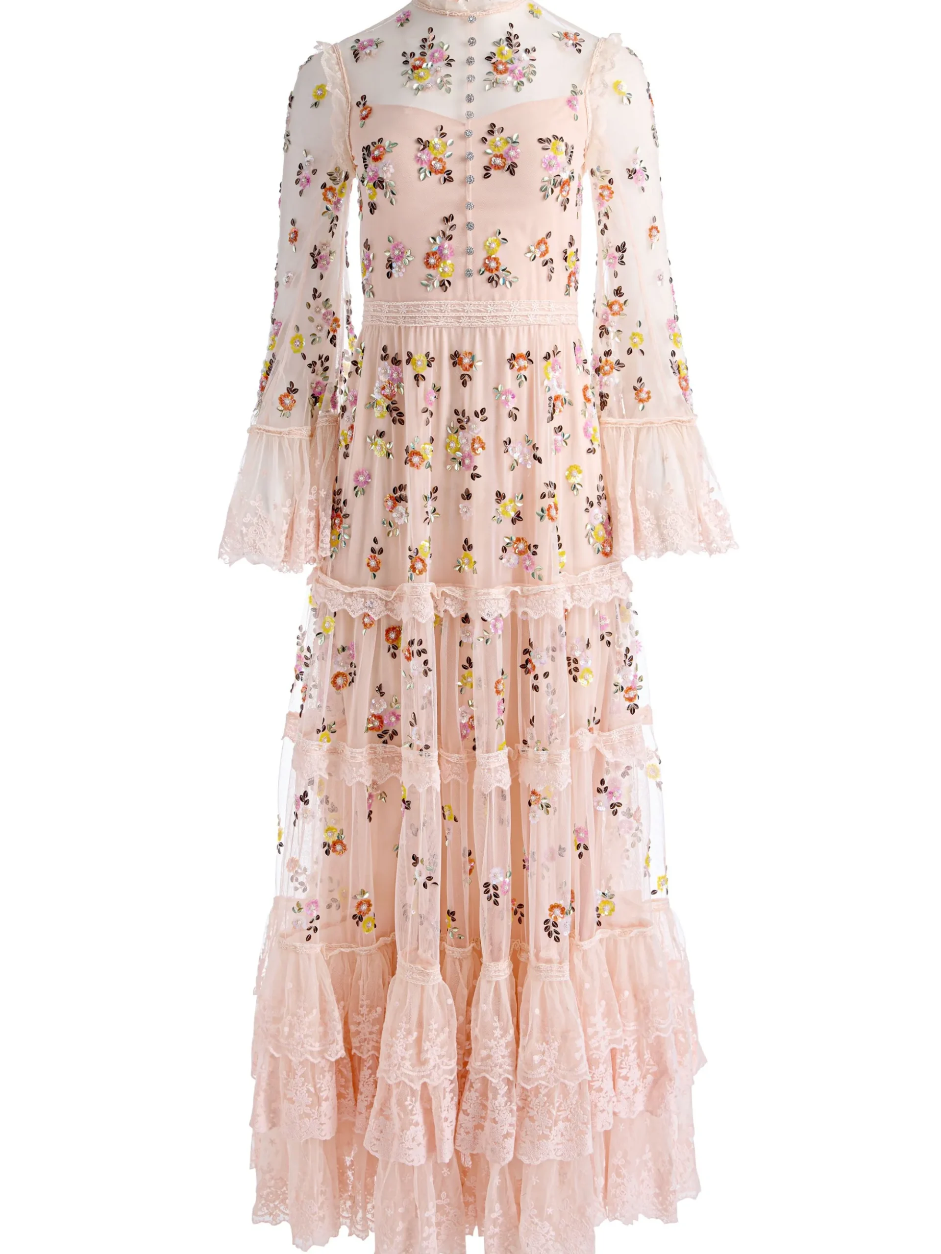 Alice and Olivia ALLEGRA EMBELLISHED LACE MAXI GOWN