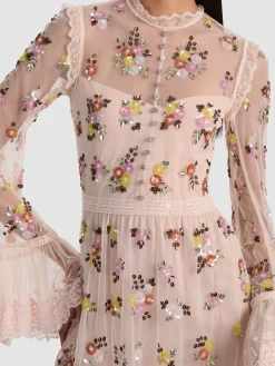 Alice and Olivia ALLEGRA EMBELLISHED LACE MINI GOWN