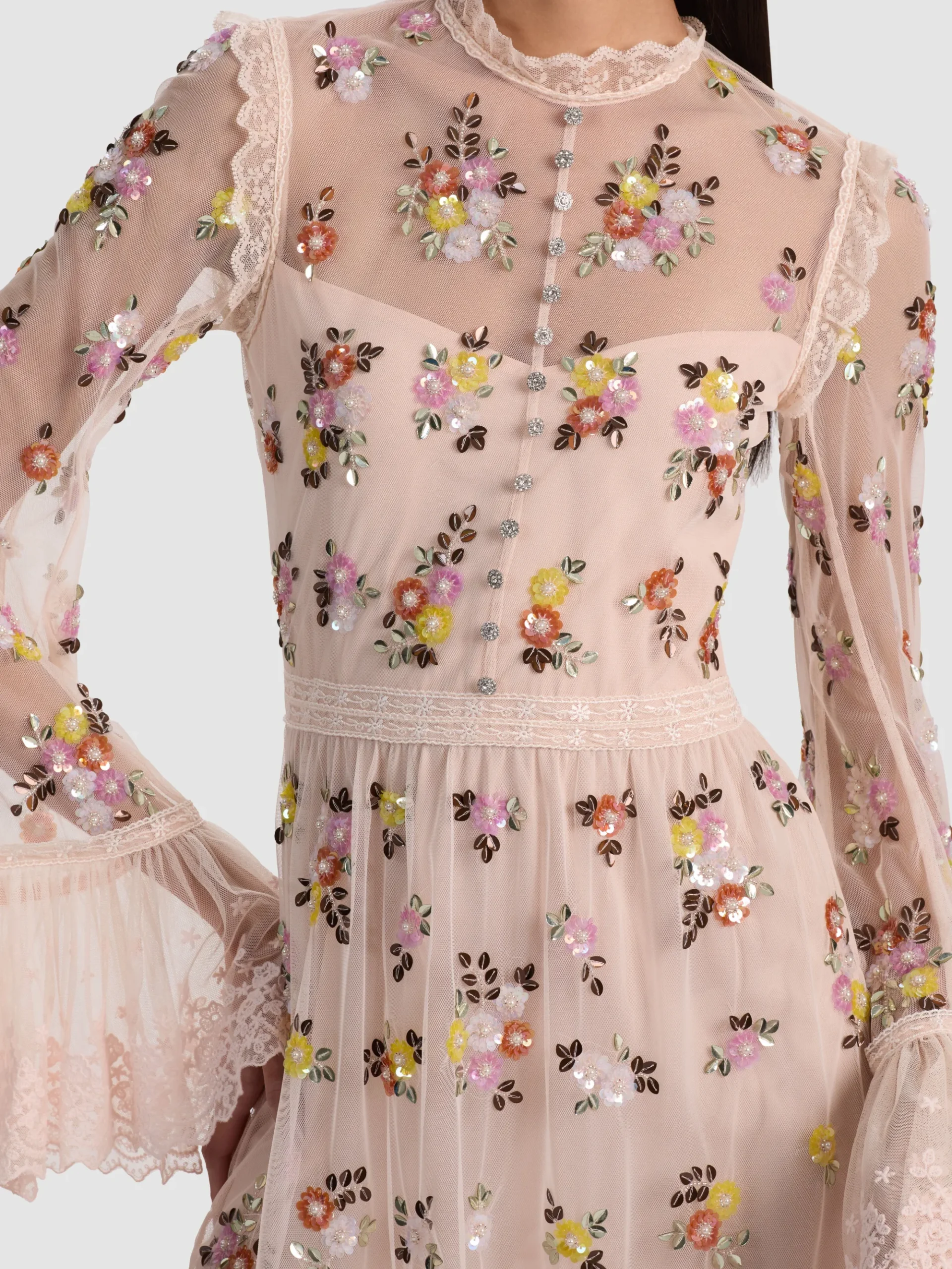 Alice and Olivia ALLEGRA EMBELLISHED LACE MINI GOWN