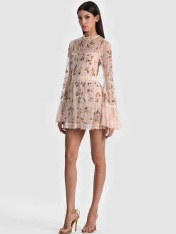 Alice and Olivia ALLEGRA EMBELLISHED LACE MINI GOWN