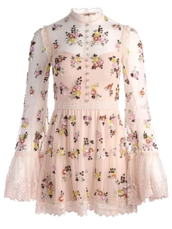 Alice and Olivia ALLEGRA EMBELLISHED LACE MINI GOWN