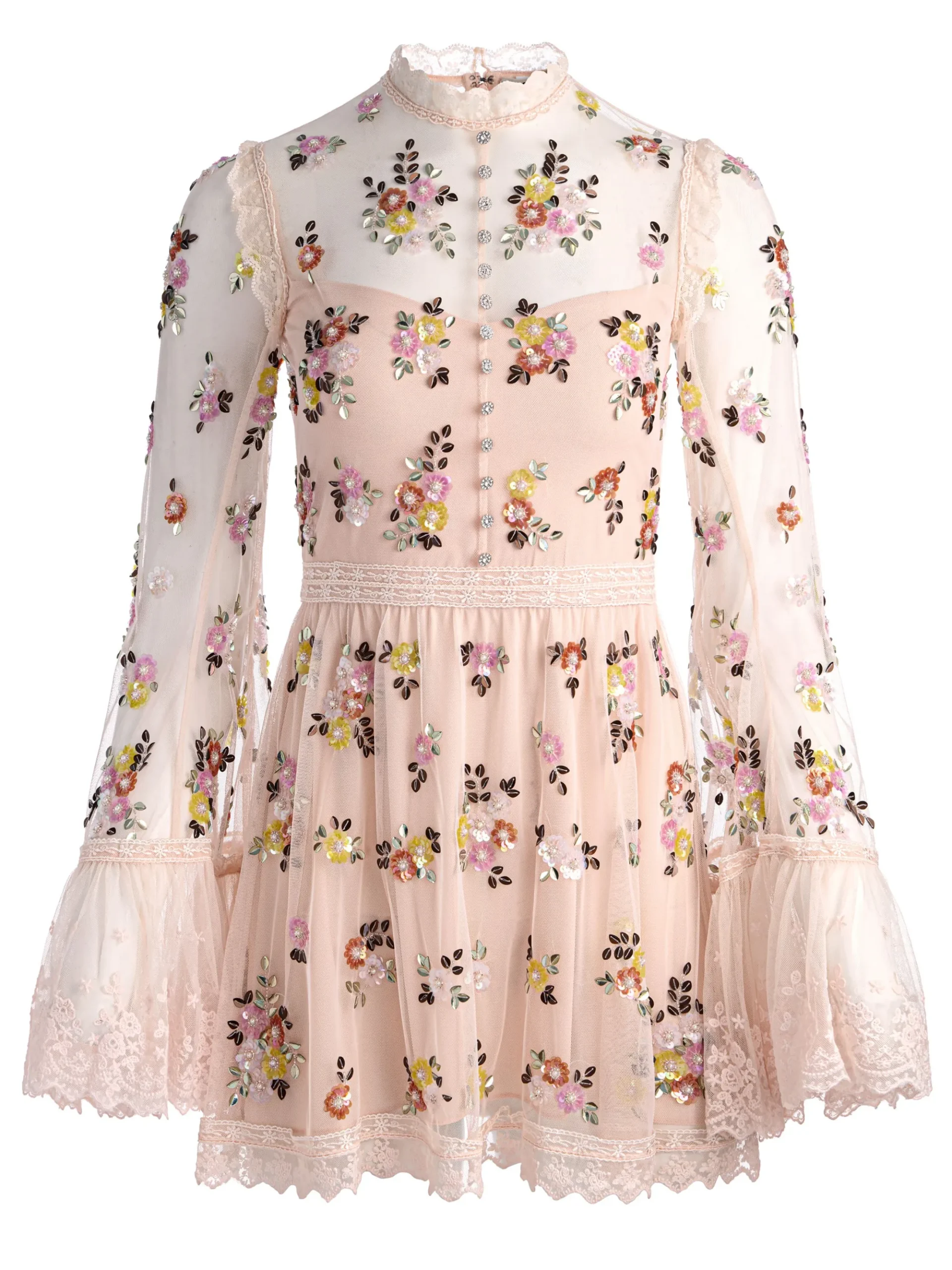 Alice and Olivia ALLEGRA EMBELLISHED LACE MINI GOWN