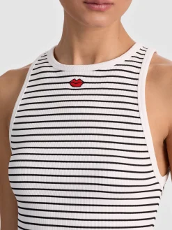 Alice and Olivia ALLEN EMBROIDERED TANK TOP