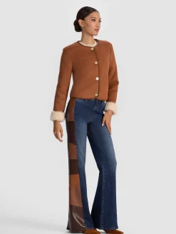 Alice and Olivia ALMA VEGAN SUEDE TEDDY JACKET