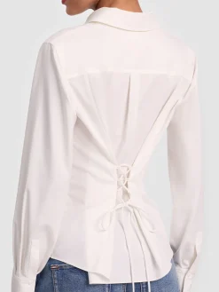 Alice and Olivia AMELIA BUTTON DOWN WITH LACE UP BACK