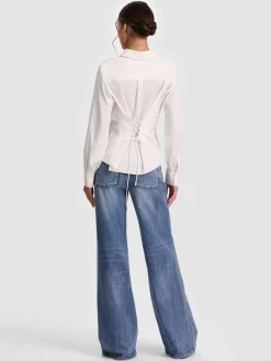 Alice and Olivia AMELIA BUTTON DOWN WITH LACE UP BACK