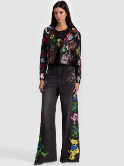 Alice and Olivia A+O X GRATEFUL DEAD CODY VEGAN MOTO JACKET