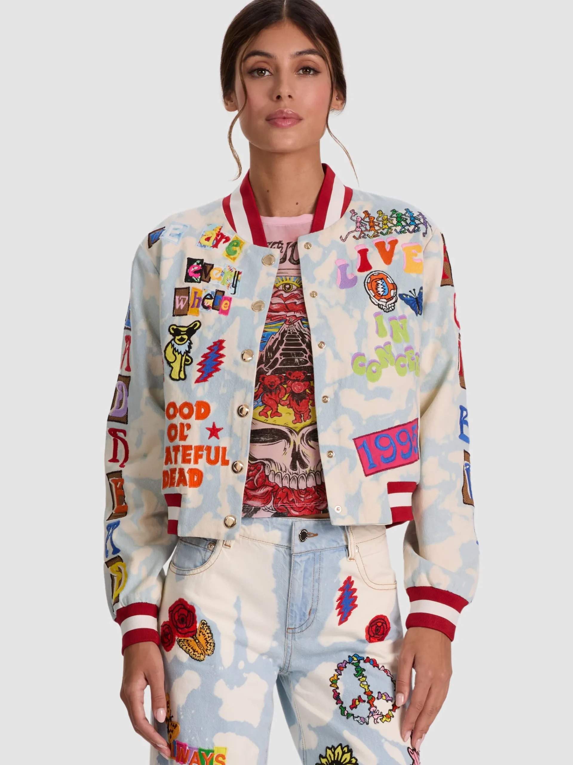 Alice and Olivia A+O X GRATEFUL DEAD KERI DENIM JACKET