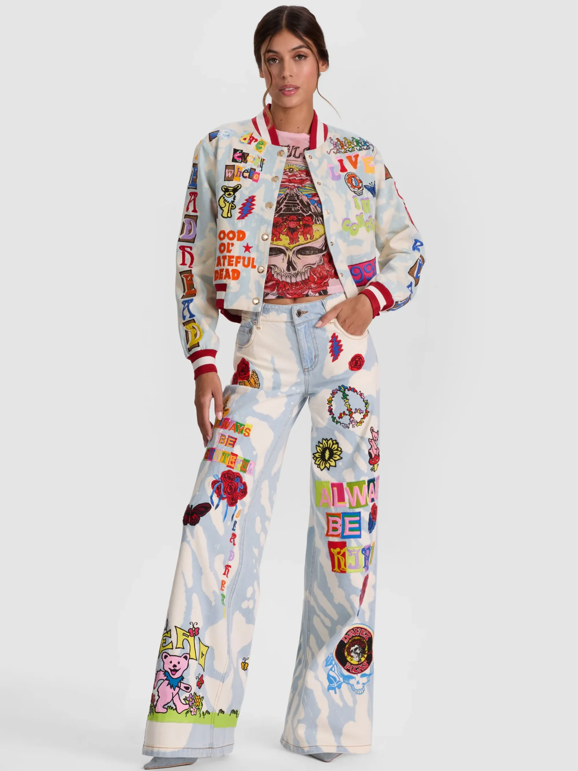 Alice and Olivia A+O X GRATEFUL DEAD KERI DENIM JACKET