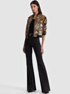 Alice and Olivia ASHER EMBELLISHED VARSITY JACKET