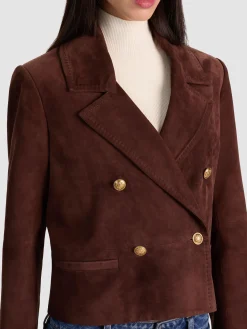 Alice and Olivia AVERY SUEDE DOUBLE BREASTED BLAZER