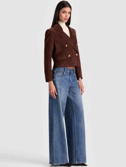 Alice and Olivia AVERY SUEDE DOUBLE BREASTED BLAZER