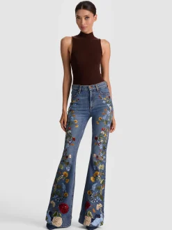 Alice and Olivia BEAUTIFUL EMBROIDERED JEAN