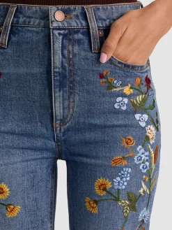 Alice and Olivia BEAUTIFUL EMBROIDERED JEAN