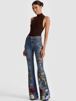 Alice and Olivia BEAUTIFUL EMBROIDERED JEAN
