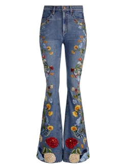 Alice and Olivia BEAUTIFUL EMBROIDERED JEAN