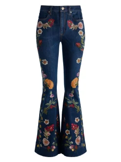 Alice and Olivia BEAUTIFUL EMBROIDERED JEAN