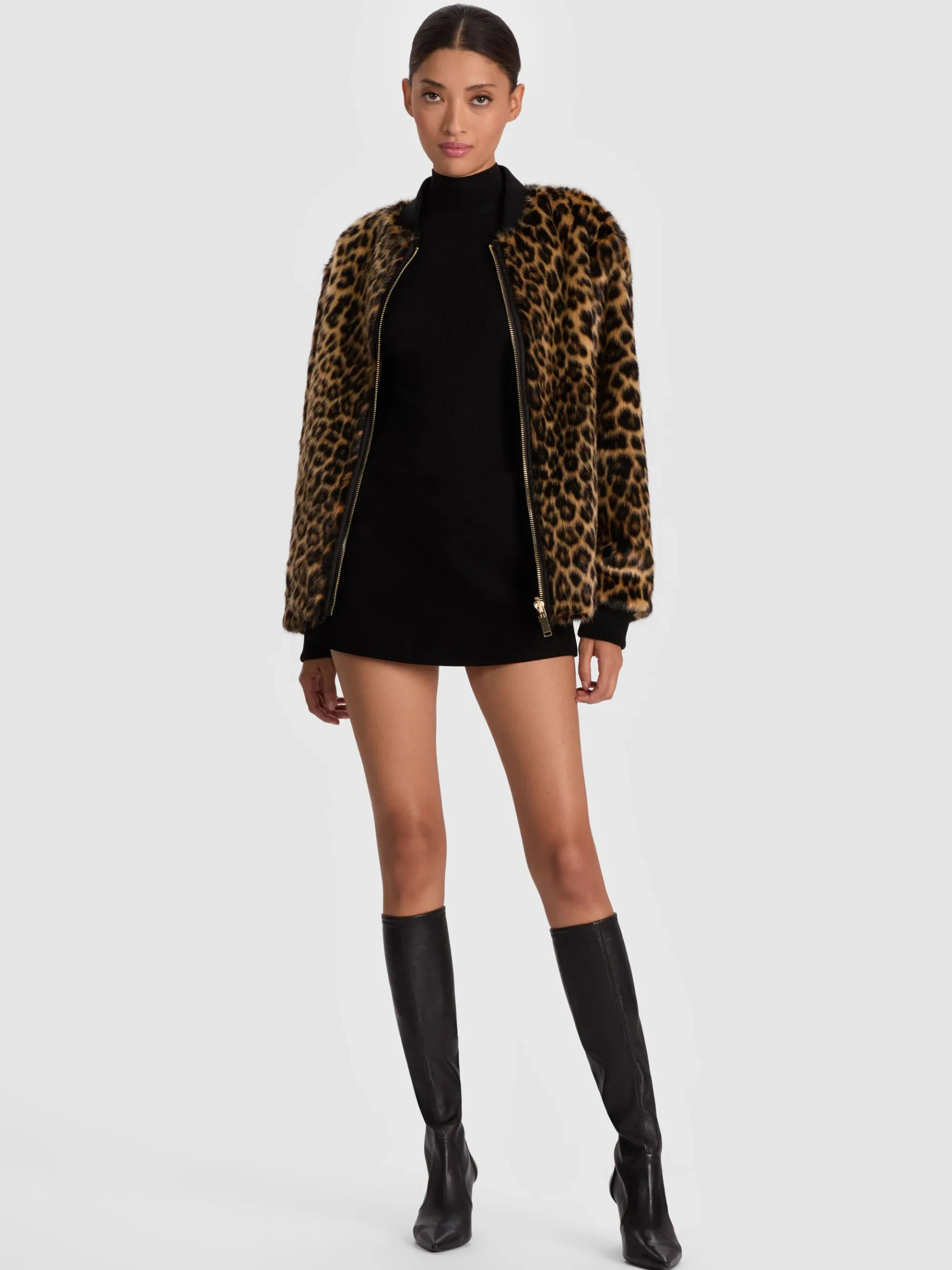 Alice and Olivia BECKY REVERSIBLE FAUX FUR BOMBER JACKET