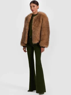Alice and Olivia BECKY REVERSIBLE FAUX FUR BOMBER JACKET