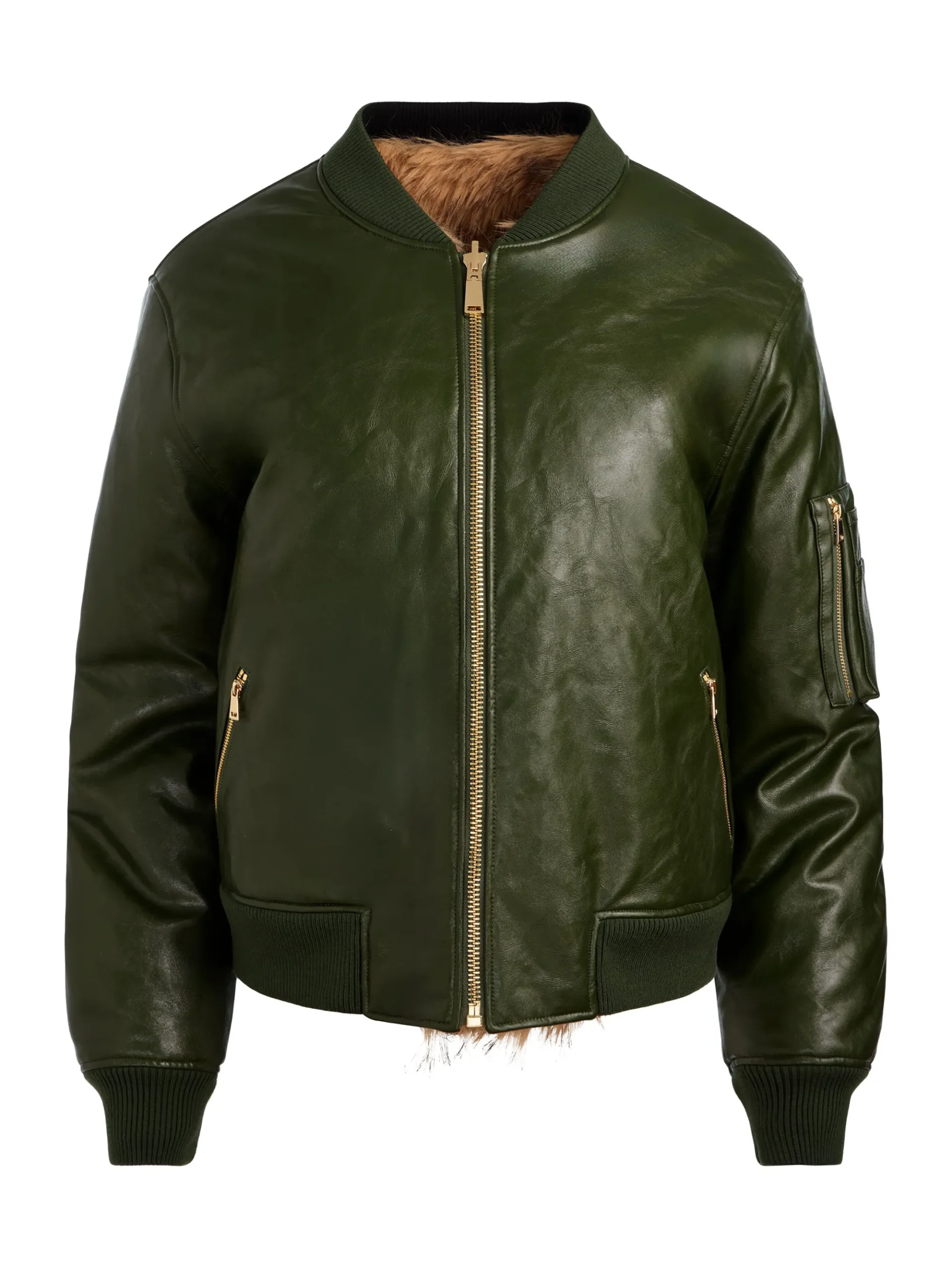 Alice and Olivia BECKY REVERSIBLE FAUX FUR BOMBER JACKET