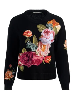 Alice and Olivia BELVA FLORAL JACQUARD CREWNECK