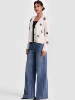 Alice and Olivia BRADLEY SHORT EMBELLISHED CARDIGAN