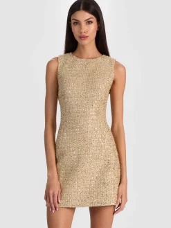Alice and Olivia CADE EMBELLISHED TWEED MINI DRESS