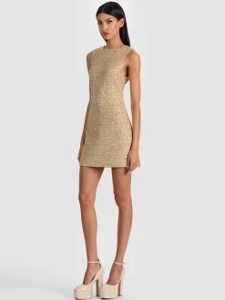 Alice and Olivia CADE EMBELLISHED TWEED MINI DRESS