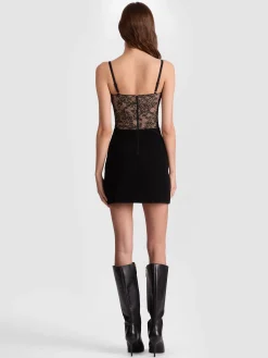 Alice and Olivia CARLA LACE CORSET MINI DRESS