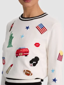 Alice and Olivia CAROLANN AMERICANA SHRUNKEN PULLOVER
