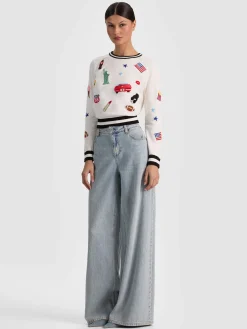 Alice and Olivia CAROLANN AMERICANA SHRUNKEN PULLOVER