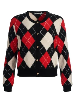 Alice and Olivia CAROLEE ARGYLE CARDIGAN