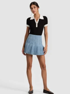 Alice and Olivia CARTER DENIM SKIRT