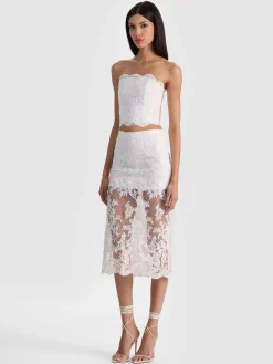 Alice and Olivia CERESI EMBELLISHED LACE BANDEAU TOP