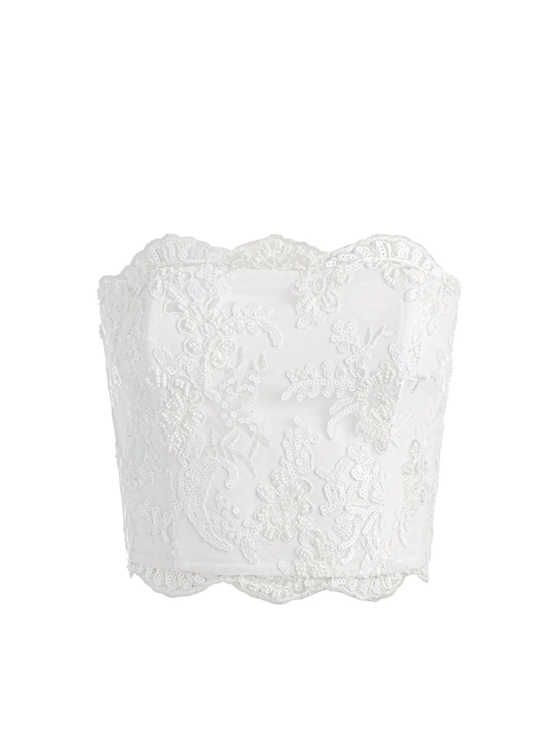 Alice and Olivia CERESI EMBELLISHED LACE BANDEAU TOP