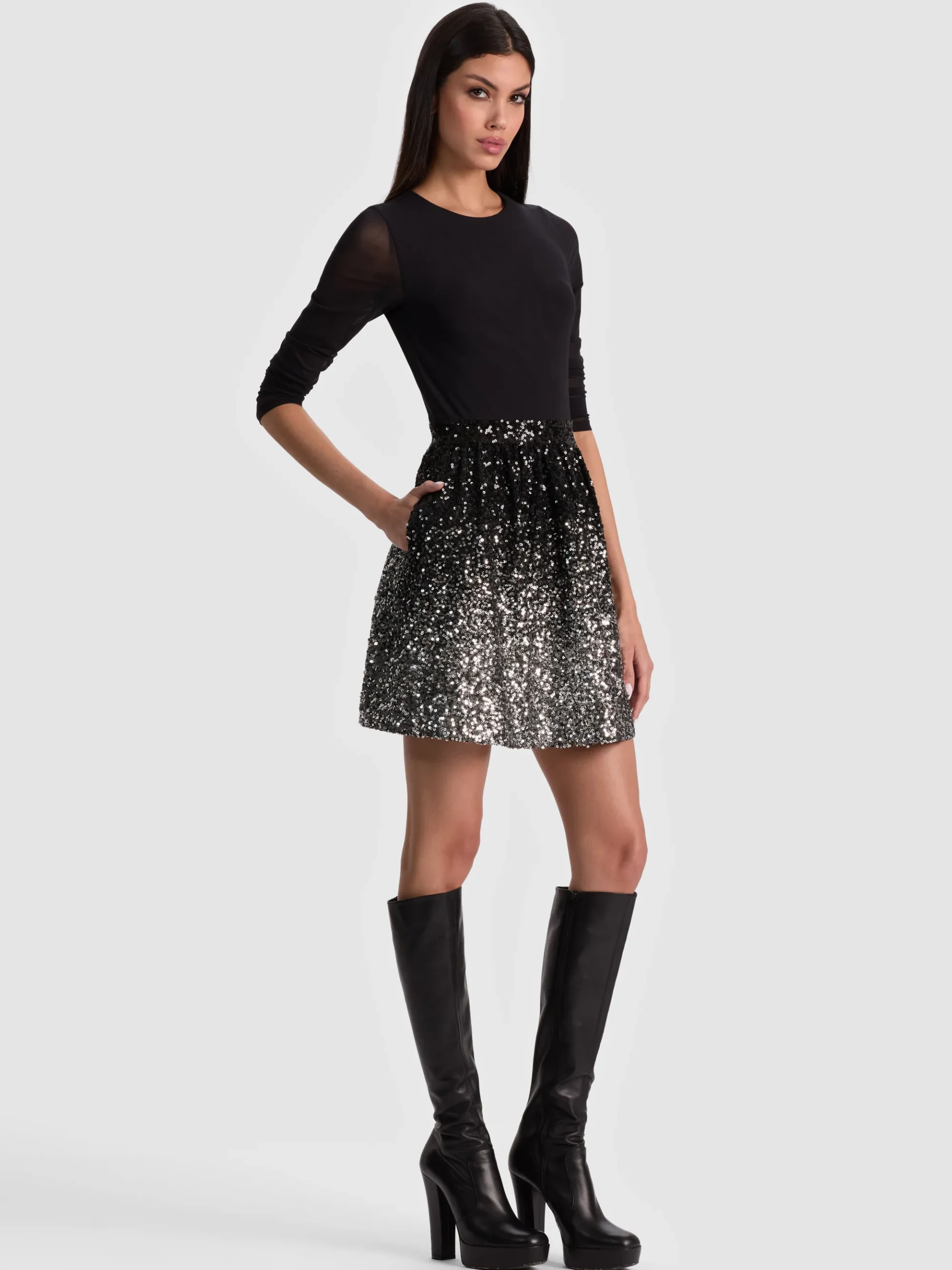 Alice and Olivia CHARA EMBELLISHED MINI DRESS