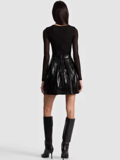 Alice and Olivia CHARA VEGAN MINI DRESS