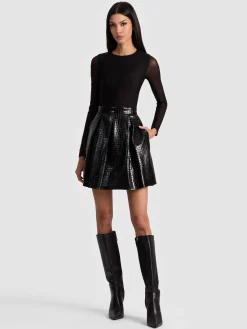 Alice and Olivia CHARA VEGAN MINI DRESS