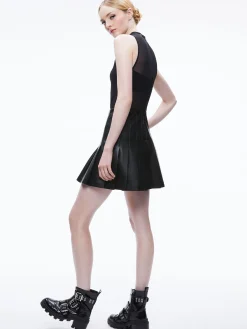 Alice and Olivia CHARA VEGAN MINI DRESS