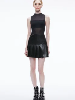 Alice and Olivia CHARA VEGAN MINI DRESS