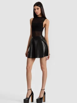 Alice and Olivia CHARA VEGAN MINI DRESS