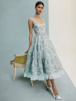 Alice and Olivia CHARLOTTE LACE MIDI DRESS