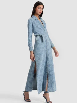Alice and Olivia CHASSIDY DENIM SHIRT DRESS