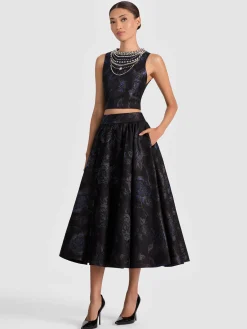 Alice and Olivia CHERRA EMBELLISHED CROP TOP