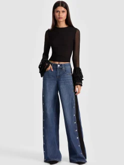 Alice and Olivia DELAINA TOP WITH RUFFLE CUFF